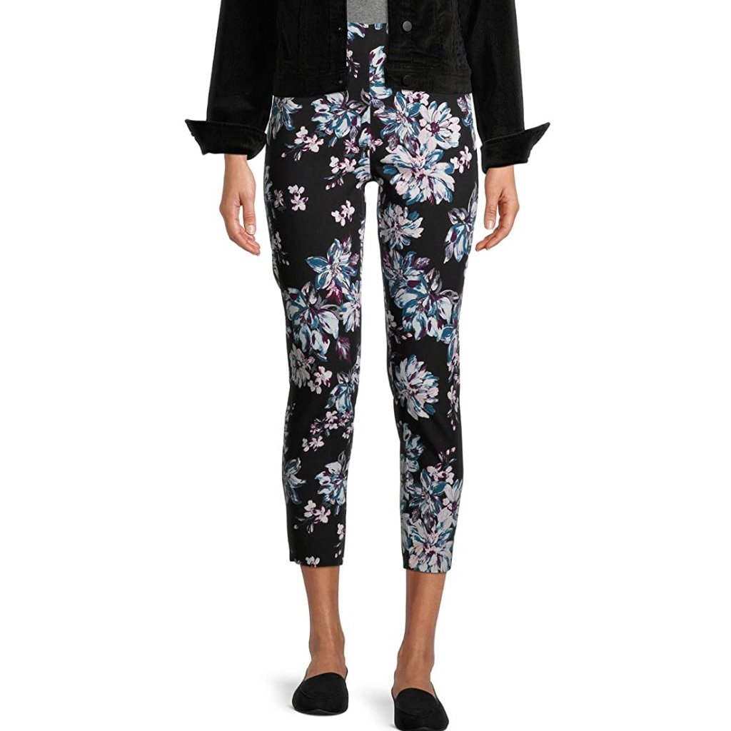Time & Tru Women's Millennium Skinny Pants Black Floral Size 2